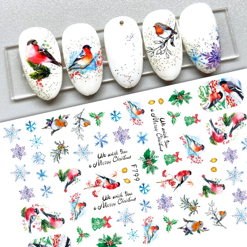 Merry Christmas Penguin Nail Art Sticker 3D Slider Deer Santa Claus Decal New Year Nail Decorations Sticker Manicure Accessories (ONLINE ORDER ONLY)