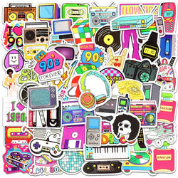 70 PCS 80s 90s Style Stickers Wall Stickers for Bedroom Closet Cool 80s Party Supplies Decor Sticker Decals Cute Home Decoration (ONLINE ORDER ONLY)