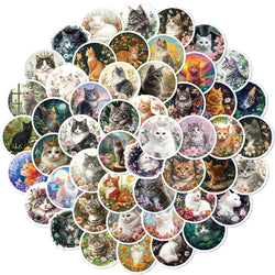 10/30/50PCS Retro Style Stickers Cat Graffiti Sticker Hand Painted Animal Flower Decoration Laptop Phone Guitar Car Bike Decals (ONLINE ORDER ONLY)