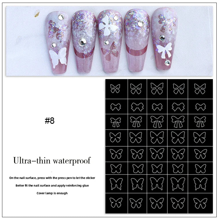 1PC Hollow Airbrush Design Nail Art Hollow Stencils Sticker Love Star Snowflake Butterfly Butterfly French Decal Slider Decors * (Online Order Only)