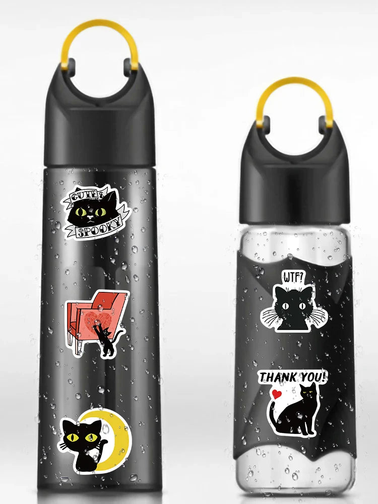 50/100pcs Cute Cartoon Black Cat Animal Stickers For Kids Waterproof Graffiti Phone Guitar Water Bottle Laptop Decals (ONLINE ORDER ONLY)
