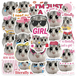 50pcs Cute Animals Hamster Meme Stickers For Laptop Water Bottle Luggage Notebook Phone Waterproof Graffiti Vinyl Decals (Online Order Only)