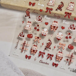 Bowknot Bear Cake Chocolates Food Star Cherry Apple Cook Love Heart Adhesive Nail Art Sticker Rhinestone Reliefs Manicure Decal (ONLINE ORDER ONLY)