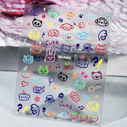 1 Sheet 5D Embossed Nail Art Stickers Graffiti Heart Flower Design Nail Art Decals Self-Adhesive DIY Manicure Nail Art Supplies* (ONLINE ORDER ONLY)