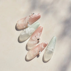 Lace Butterfly Hollow Out Fabric Romantic Flower Pattern Chic Adhesive Nail Art Sticker Rhinestone Manicure Decals Nail Supplies (ONLINE ORDER ONLY)