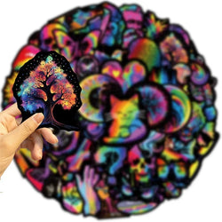 10/30/50PCS Black Edged Rainbow PVC Sticker Aesthetic Children's Decoration Scrapbooking Stationery School Supplies for Kids (ONLINE ORDER ONLY)