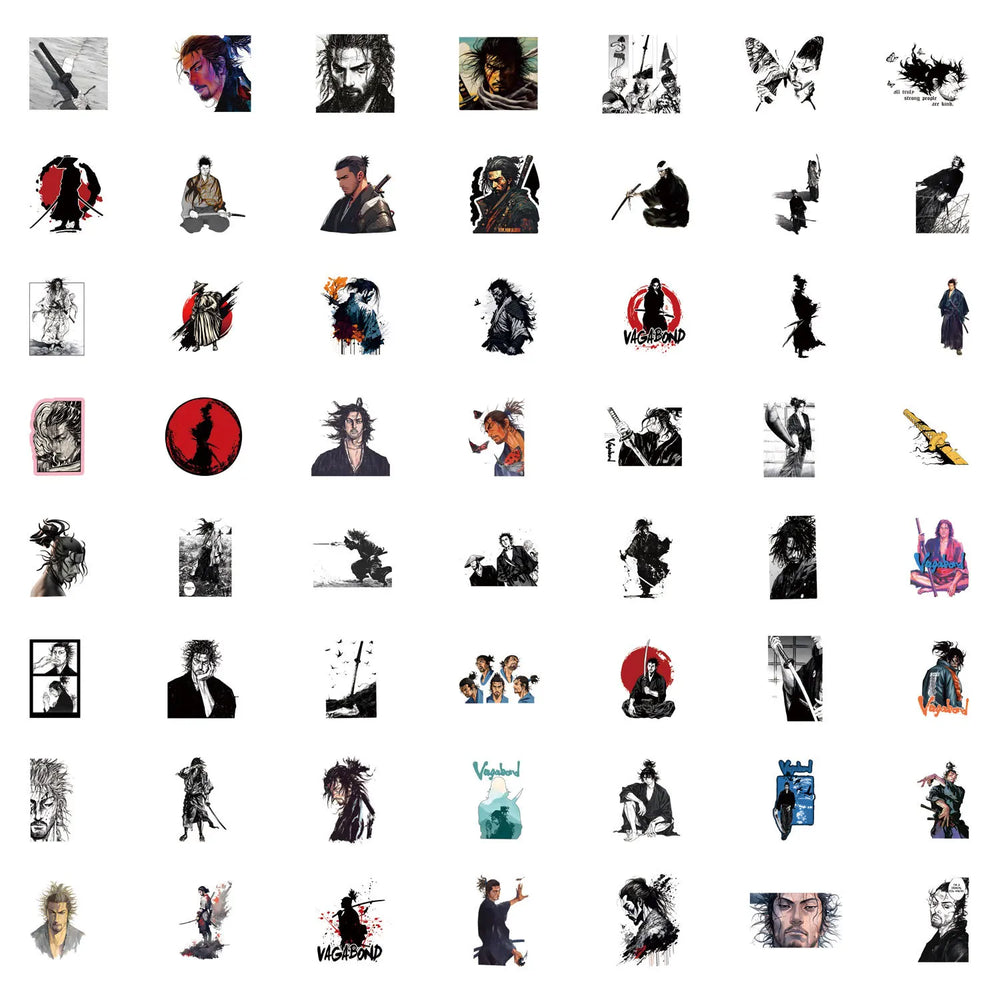 10/30/50/110PCS Vagabond Anime Stickers Japan Cartoon Sticker Cool Warrior Sticker Fridge Laptop Guitar Phone Bike Decoration (ONLINE ORDER ONLY)