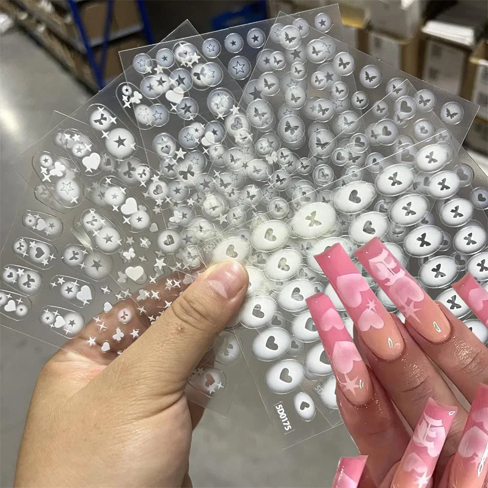 6Pcs 5D Heart Nail Stickers Self-Adhesive Frosted Design DIY Manicure Decors for Women Frosted Nail Decals %Valentine's Day #NK* (ONLINE ORDER ONLY)