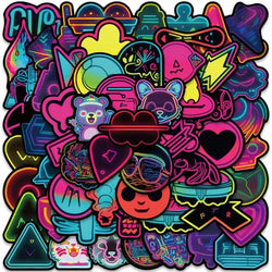 60PCS Neon Cat Stickers for Car, Skateboard, Laptop, Phone, Bike, Kids (ONLINE ORDER ONLY)