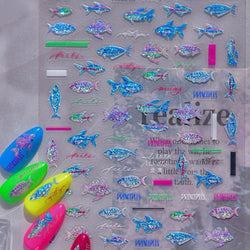 Deep Sea Animal Fish Shoal of Fish Whale Coral Dolphin Summer Beach Cute Jellyfish Bubble Bathyal Fauna Nail Art Stickers Decals (ONLINE ORDER ONLY)
