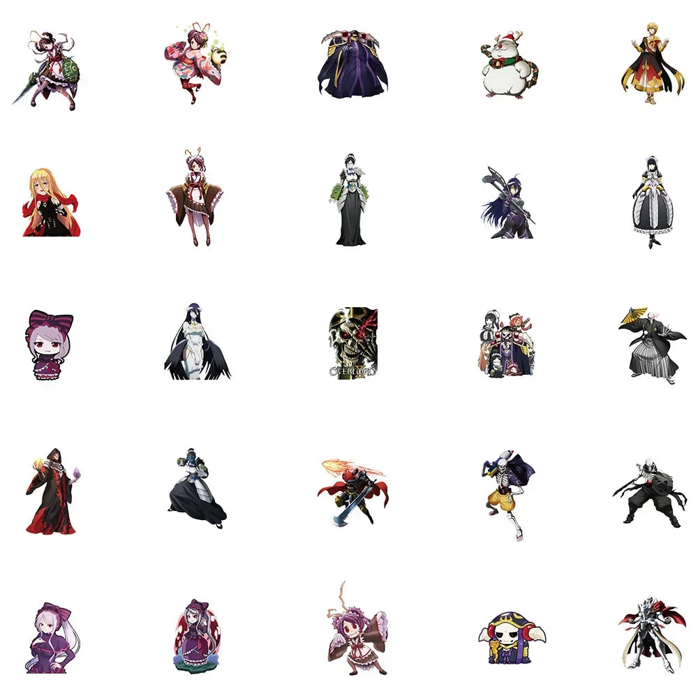 50Pcs Anime Overlord Stickers Momonga Albedo Sticker for Laptop Waterproof Graffiti Skateboard Sticker DIY Toy Motorcycle (ONLINE ORDER ONLY)