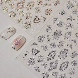 Baroque Figure Flower Totem Geometric Star Love Heart Hot Stamping Embossed Relief Self Adhesive Nail Art Sticker Manicure Decal (ONLINE ORDER ONLY)