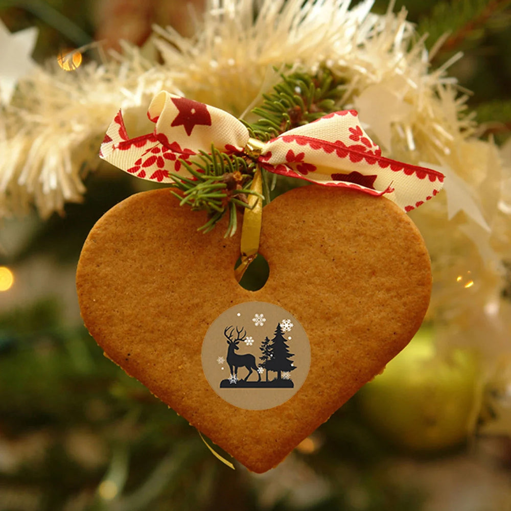 100-500pcs Kraft Paper Stickers Christmas Gift Decoration Sticker For Package Stationery Stickers Happy Decoration Seal Label (ONLINE ORDER ONLY)