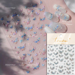 Blue Purple Tulip Flower Butterfly Garden Blossom Floral Charming Delicate 5D Relief Adhesive Nail Art Stickers Manicure Decals (ONLINE ORDER ONLY)