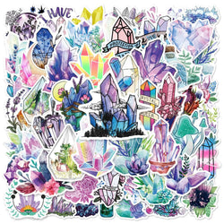 Boho Crystal Graffiti Stickers for DIY Scrapbook, Suitcase, Water Bottle, Phone, Laptop, Guitar, Car - 10/25/50pcs (ONLINE ORDER ONLY)