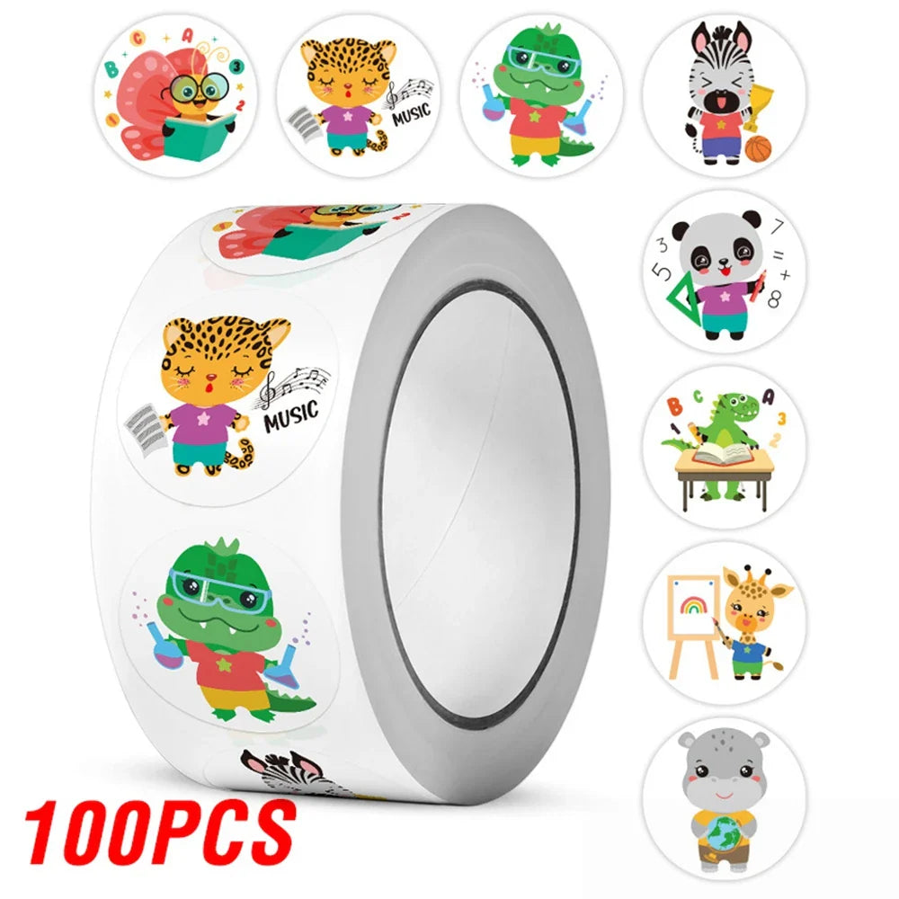 100-500pcs Cartoon Dinosaur Animal stickers for kid Teacher Reward Encourage Sticker Stationery for Boy DIY Sticker 1inch (ONLINE ORDER ONLY)