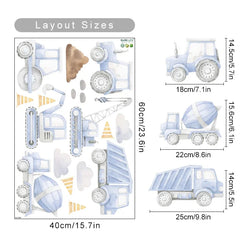 Cartoon Vehicle Watercolor Wall Decals Removable Stickers Boys Room Decor (Online Order Only)