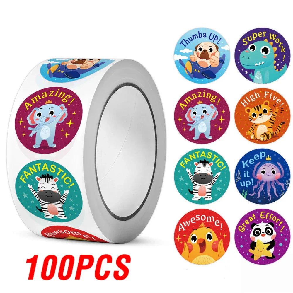 100-500pcs Reward Label Cartoon Animal Sticker Thank You Cute Game Sticker DIY Gift Sealing Label Decoration Supple (ONLINE ORDER ONLY)