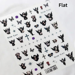 Cat Eye Halloween Terror Spider Cross Rose Love Heart Flower Snake Web Candy Bunny Thrilling Nail Art Stickers Manicure Decals (Online Order Only)