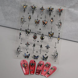 1pcs Butterfly Floral Nail Art Stickers Magic Shell Light Laser Black/White Nail Decoration Butterfly Slider Manicure Ornaments* (Online Order Only)