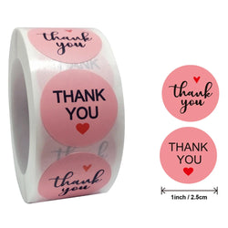 500pcs/roll Heart Stickers Thank You Stickers For Business Merci Packaging Stickers Rolling Love For Packaging Decoration (ONLINE ORDER ONLY)