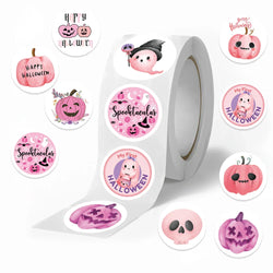 500pcs Pink Halloween Reward Stickers Roll Pumpkin Cute Ghost Decals for School Teacher Kids Student Stationery Stickers (ONLINE ORDER ONLY)