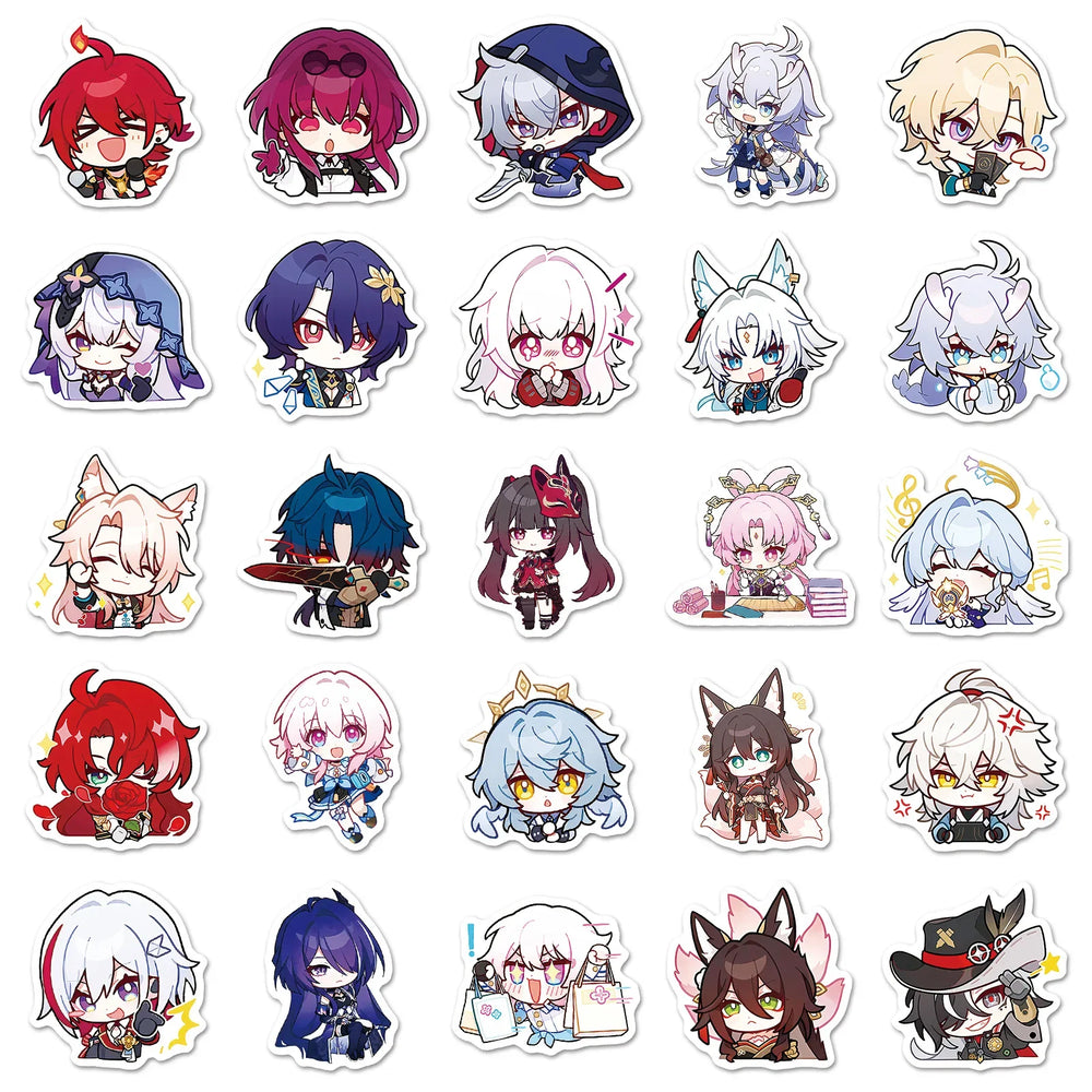 10/30/50PCS Honkai Star Rail Stickers Chibi Cartoon Sticker Cute Meme Decals Fridge Luggage Laptop Phone Guitar Bike Decoration (ONLINE ORDER ONLY)