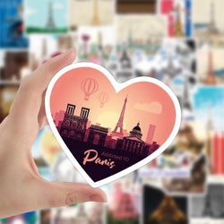 10/30/50PCS Paris Landscape Famous Buildings Stickers Decal Decorative DIY Phone Motorcycle Laptop Toy PVC Waterproof Sticker (ONLINE ORDER ONLY)