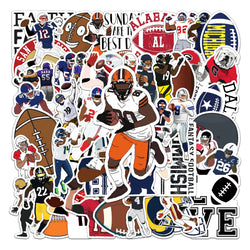 50Pcs Rugby Cartoon Waterproof Vinyl Stickers for Skateboard Snowboard (Online Order Only)