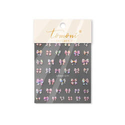 Colourful Grid Bowknot Charming Silk Ribbon Tie Chic 5D Self Adhesive Nail Art Sticker Sparkle Crystal Rhinestone Manicure Decal (ONLINE ORDER ONLY)
