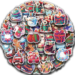 50pcs New Year Merry Christmas Stickers Santa Claus Snowman Children Gift Decal Skateboard Suitcase Sticker for Kids﻿ (ONLINE ORDER ONLY)