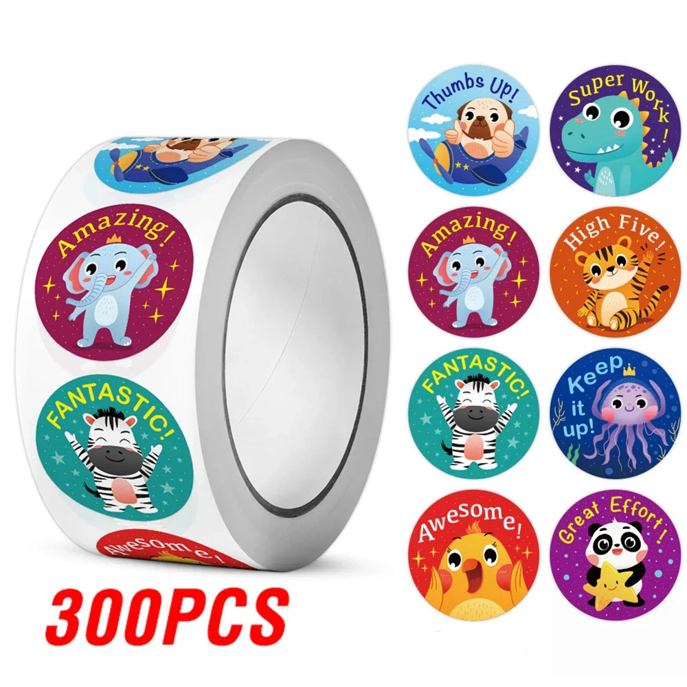 100-500pcs Reward Label Cartoon Animal Sticker Thank You Cute Game Sticker DIY Gift Sealing Label Decoration Supple (ONLINE ORDER ONLY)