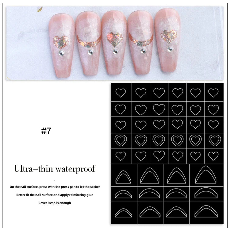 1PC Hollow Airbrush Design Nail Art Hollow Stencils Sticker Love Star Snowflake Butterfly Butterfly French Decal Slider Decors * (Online Order Only)