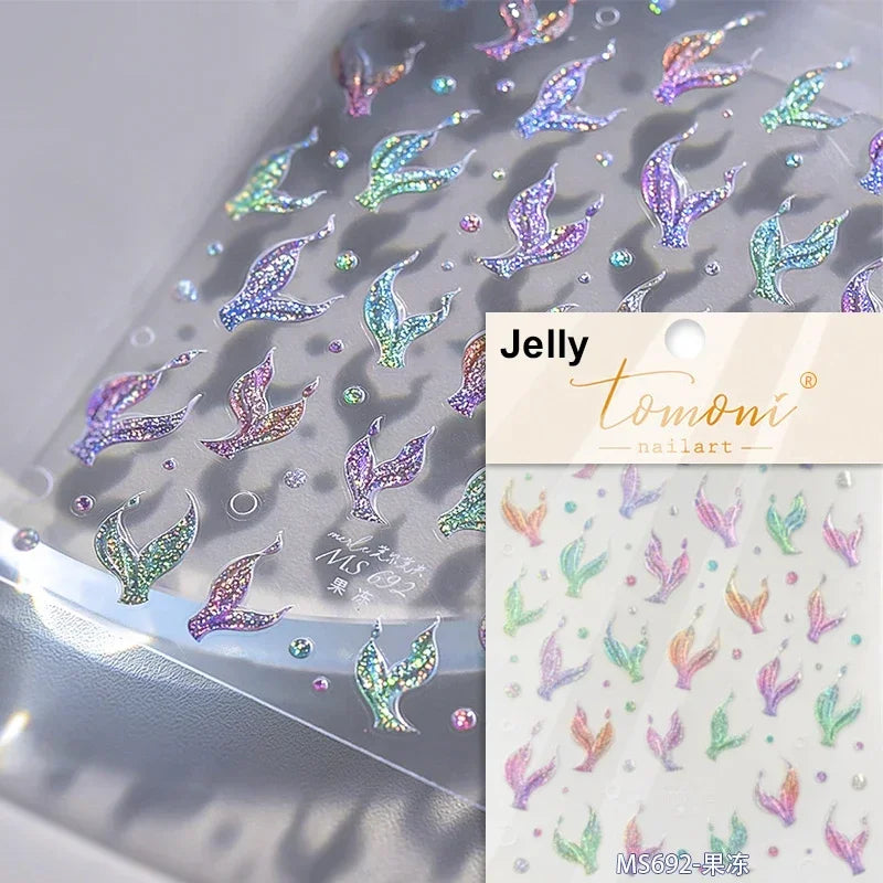 Shiny White Pink Blue Gold Snowflakes Hexagon Water Bubbles Winter 5D Self Adhesive Nail Art Stickers Rhinestone Manicure Decals (ONLINE ORDER ONLY)
