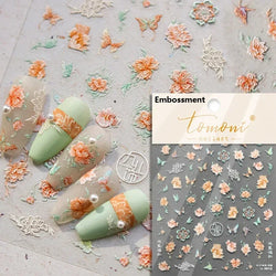 Red Azalea Rose Peony Crane Warbler Bird Fish Lily Chicken Rabbit Lobster Flower Retro Chinese Nail Art Sticker Decoration Decal (Online Order Only)