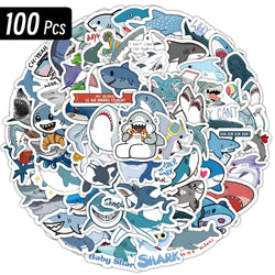10/100p Sharks Ocean Fish Kawaii Stickers Toys Cute Cartoon Decals For Kids DIY Laptop Scrapbook Stationery Fridge Funny Sticker (ONLINE ORDER ONLY)