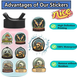 50pcs Glass Animals Taxidermy Pattern Stickers Creative Skeleton Stickers Cute Pretty Cool Aesthetics Cartoon Vinyl Stickers (Online Order Only)