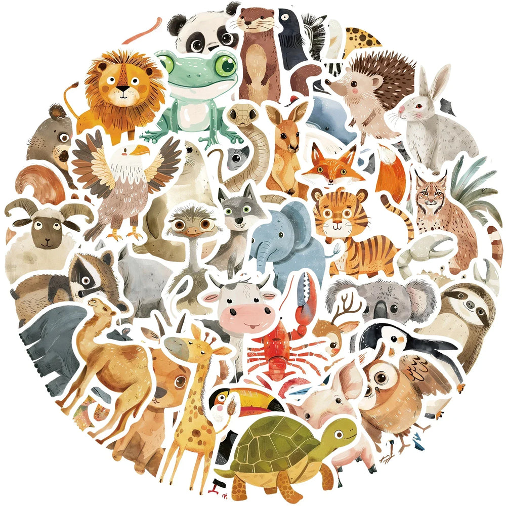 50pcs Cute Animal Stickers for Kids - Aesthetic Decals for Luggage, Skateboards, Graffiti (ONLINE ORDER ONLY)