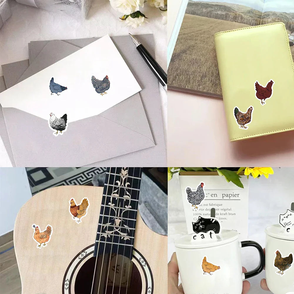 500PCS Chicken Hen Rooster Waterproof Roll Stickers for Water Bottles Bicycle Laptop Refrigerator Luggage Computer (ONLINE ORDER ONLY)
