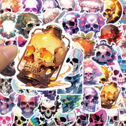 10/30/50pcs Cool Cartoon Skull Waterproof Stickers Skateboard Car Phone Laptop Luggage Motorcycle Bike Decoration Sticker Decals (ONLINE ORDER ONLY)