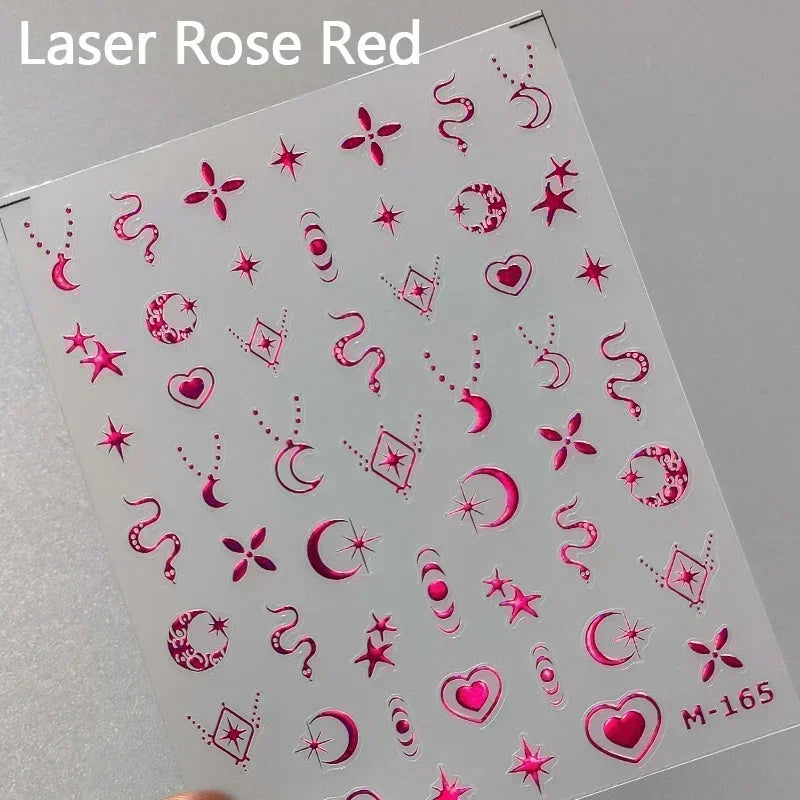 Metal Snake Flower Pattern Stars Eye Pot Moon Butterfly Story Retro Meteor Candle Hourglass Nail Art Sticker Manicure Tool Decal (ONLINE ORDER ONLY)