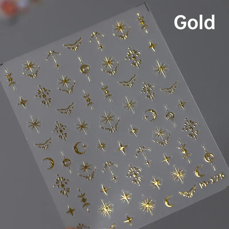 Dreamy Moon Star Cloud Butterfly Starrylight Rhinestone 5D Soft Embossed Relief Nail Art Sticker 3D Decal Decoration Manicure (ONLINE ORDER ONLY)