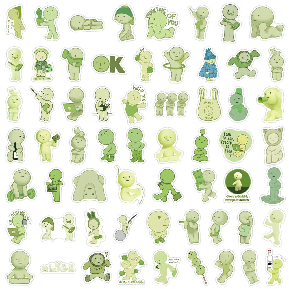 10/30/55PCS Smiski Stickers Cute Cartoon Image Decals Kids Toys Graffiti DIY Laptop Phone Guitar Car Bike Skateboard Decoration (ONLINE ORDER ONLY)