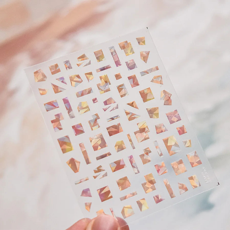 Shiny Colorful Color Block Fragment Square Fragment Grid Rhombus 3D Self Adhesive Nail Art Stickers Rhinestone Manicure Decals (Online Order Only)