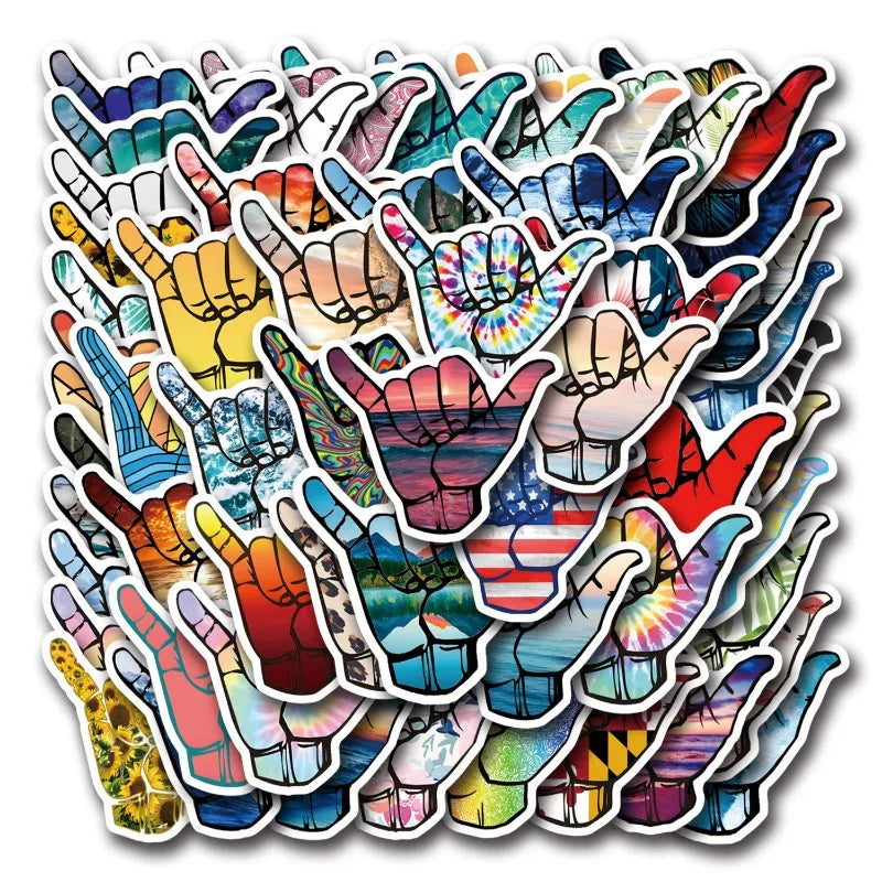 55pcs Shaka Cartoon Stickers for Laptop, Phone, Scooter, Water Bottle, Suitcase, Stationery, Refrigerator (Online Order Only)