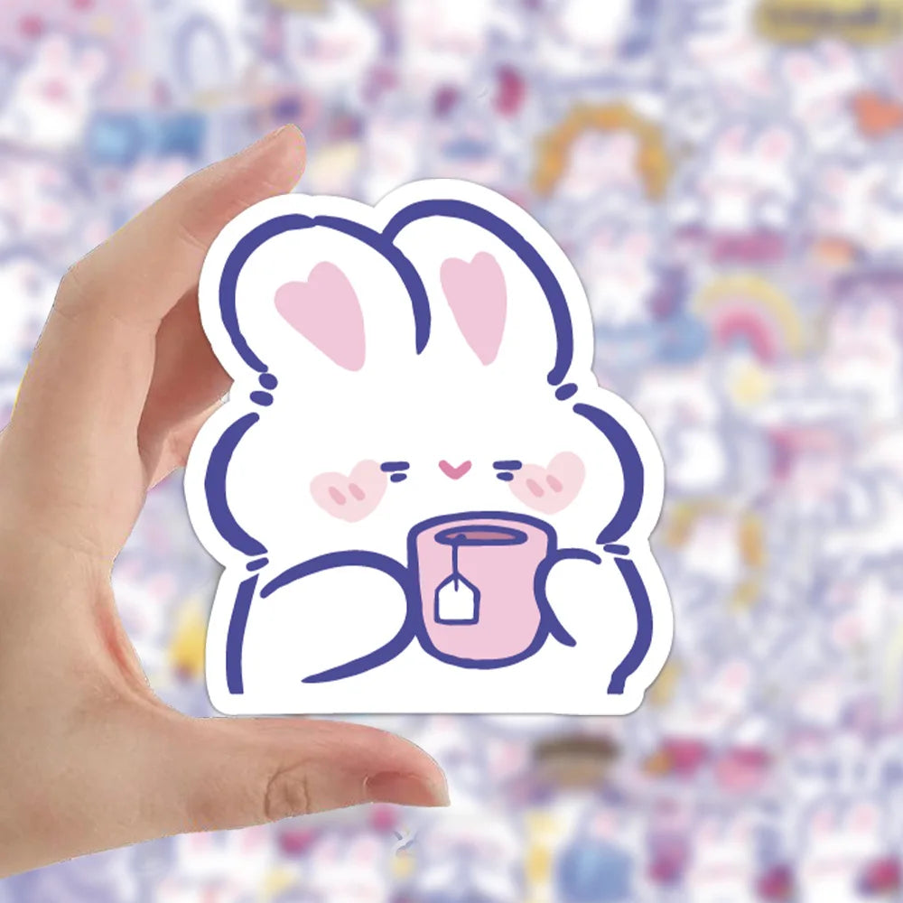 Kawaii Animal Stickers Cute Rabbit Cartoon Decals for Kids Fridge Laptop Phone Guitar Skateboard (Online Order Only)