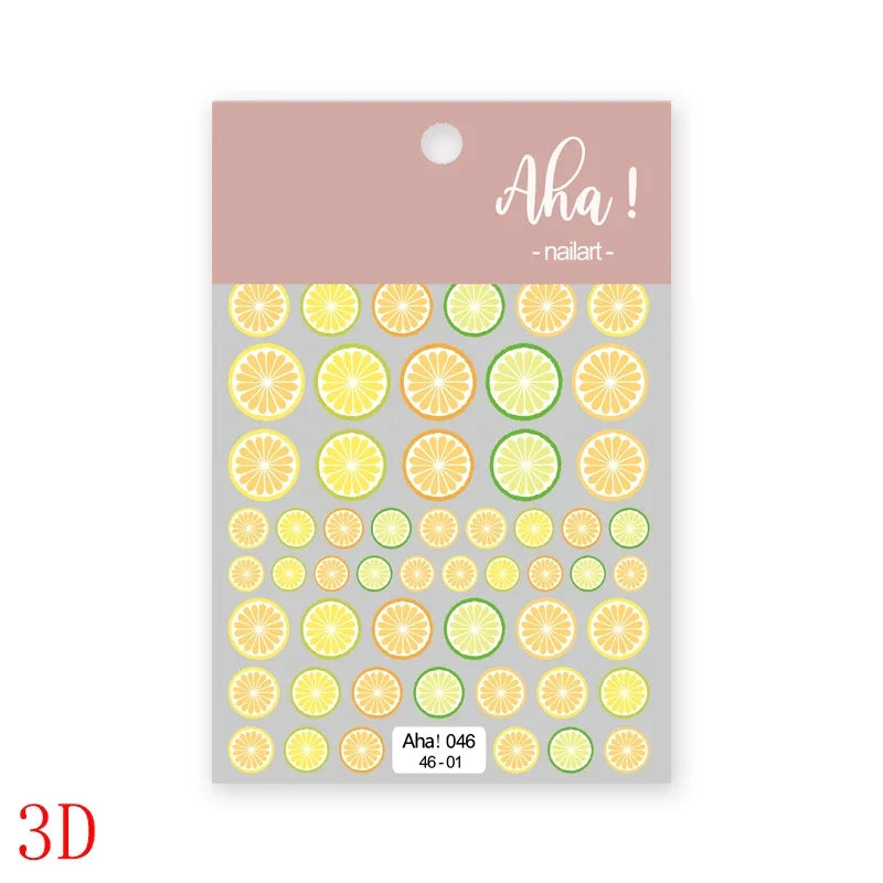 1Pc Sweet Cute Fresh Red Cherry Pattern Nail Stickers Self Adhesive Fruit Design Decals Women & Girls Homemade Manicure Supplies (ONLINE ORDER ONLY)