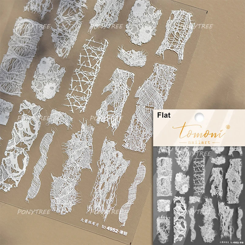 Gird Lace Bowknot Love Heart Flower Fabric Printing Frame Bow Tie Rococo Pattern Daisy Tender Nail Art Stickers Manicure Decals (ONLINE ORDER ONLY)