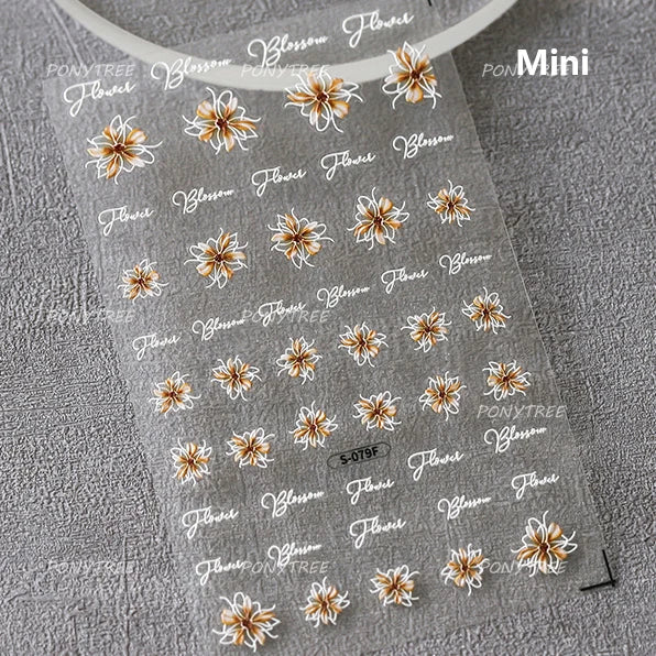 White Daisy Sunflower Green Leaves Wreath Garland Flower Cluster Bouquet Flat Adhesive Nail Art Sticker Manicure Decals Supplies (Online Order Only)