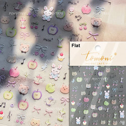 Lovely Pink Red Cherry Fruit Love Heart Star Lucky Letter Bowknot Romantic Adhesive Nail Art Stickers Rhinestone Manicure Decals (Online Order Only)